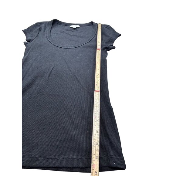 Topshop Black Ribbed Scoop Neck Short Sleeve T-Shirt Size S - Picture 7 of 11